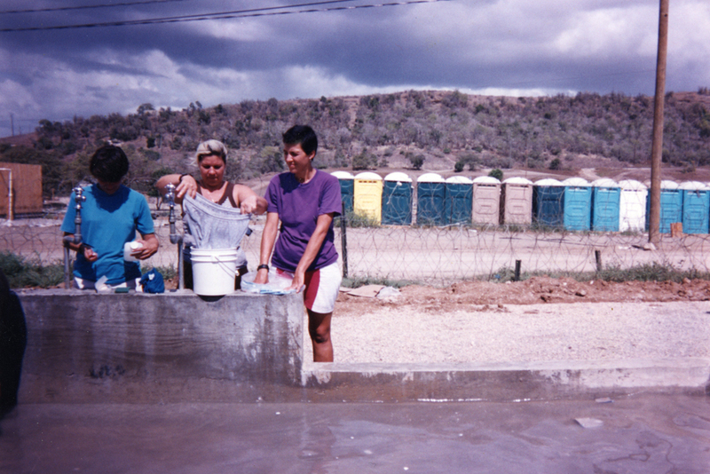 Washing clothes at Camp Romeo, 1994
