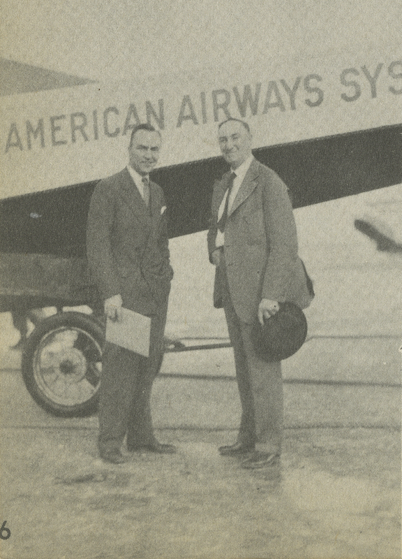 Flying ace Captain Eddie Rickenbacker and "Cannonball" Baker, celebrated racing driver, boarding a Pan American flight at Dinner Key