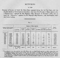 Returns of the Number of Slaves on board the Slave Ships 