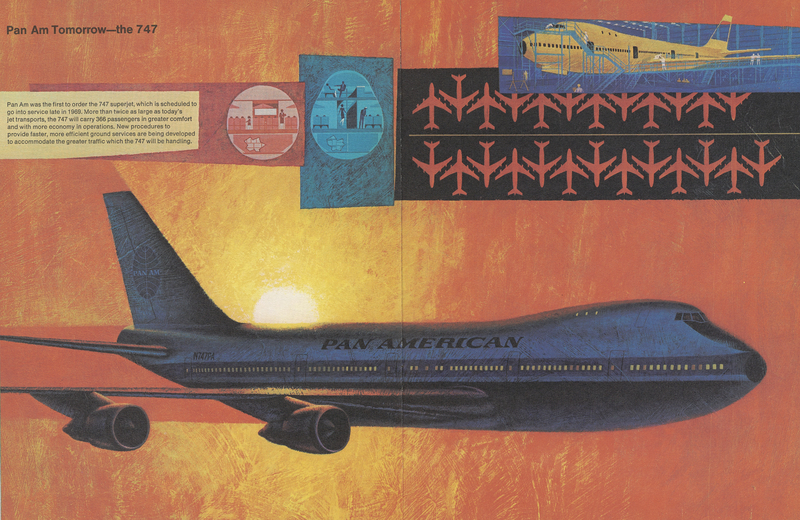 Artistic illustration of the Boeing 747 flown by Pan American Airways