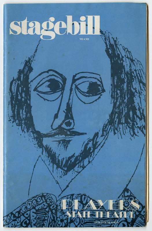 Stagebill Miami decorated with a drawing of Shakespeare